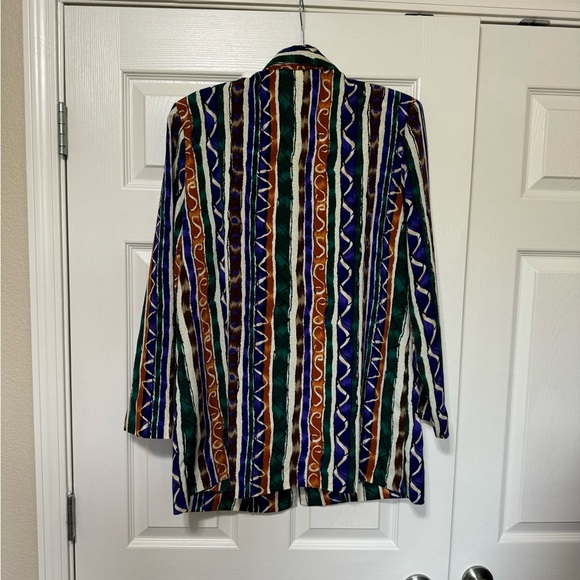 Vintage 80s Funky Colorful Graff Lightweight Blazer Size 16 - Picture 3 of 11